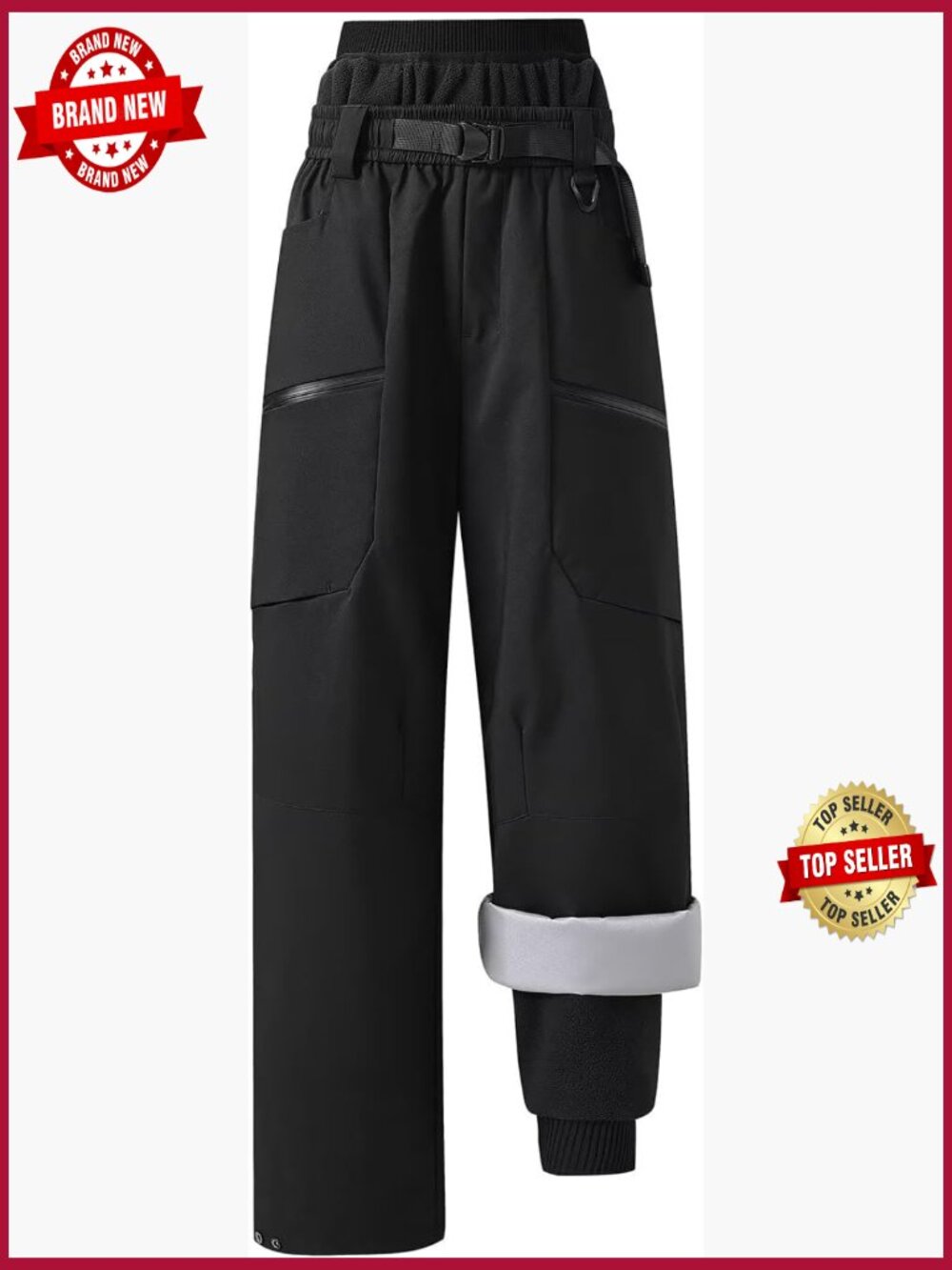 Fleece Lined Softshell Hiking Pants Waterproof Ski Pants